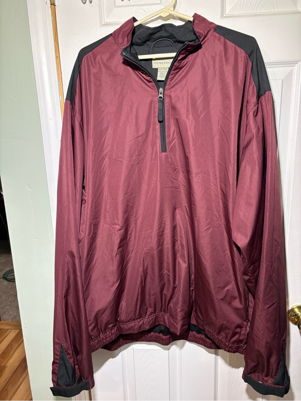 Cutter & Buck Burgundy and Black Quarter-Zip Windbreaker